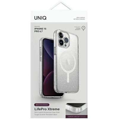 6. Uniq LifePro Xtreme Magclick Charging Case for iPhone 15 Pro Max - Transparent Silver