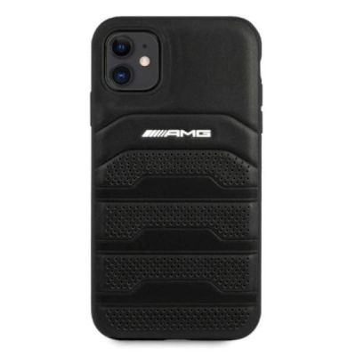3. AMG AMHCN61GSEBK iPhone 11 6.1 "black / black hardcase Leather Debossed Lines