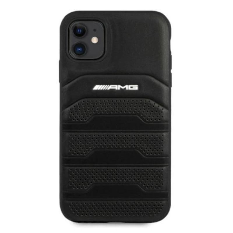 3. AMG AMHCN61GSEBK iPhone 11 6.1 "black / black hardcase Leather Debossed Lines