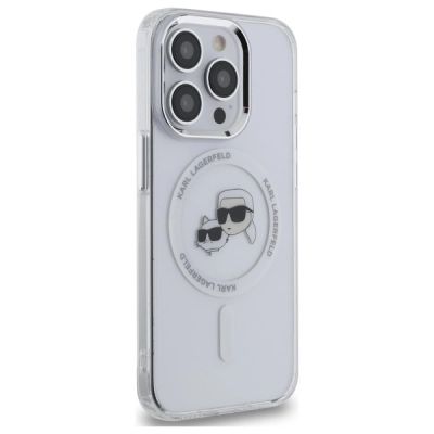 4. Karl Lagerfeld IML Metal Karl & Choupette Head MagSafe Case for iPhone 14 Pro Max - White