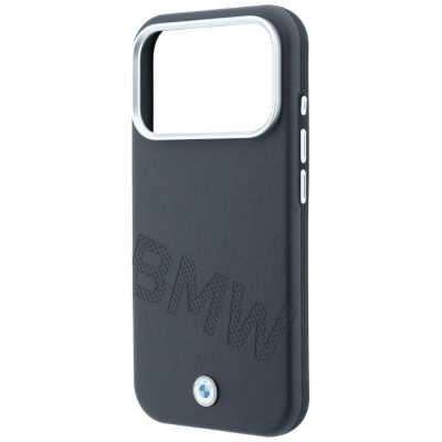 6. BMW Sign Inclined Deboss Letters MagSafe Case for iPhone 17 Pro / 18 Pro - Gray