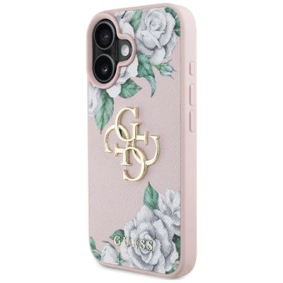 2. Guess Grained Roses Big 4G logo iPhone 16 case - pink