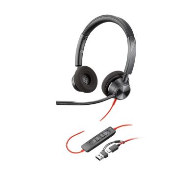 117. Poly Blackwire 3320 Stereo MS Teams Certified USB-C Headset +USB-C/A Adapter 8X220AA
