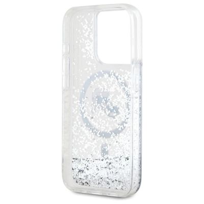 7. Karl Lagerfeld Liquid Glitter Karl & Choupette Head Magsafe Case for iPhone 15 Pro Max - Clear