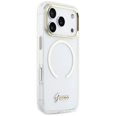 4. Guess IML Script Metal MagSafe Case for iPhone 17 Pro - Clear