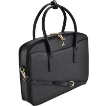 Women’s PU Handbag with Laptop Compartment, Black, SEMI LINE