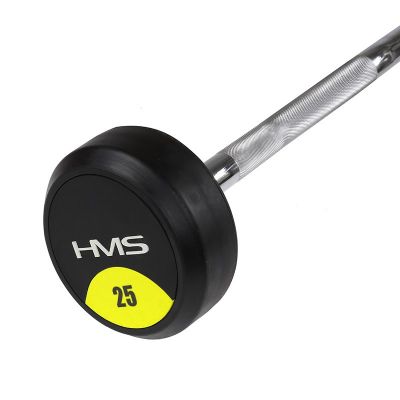 3. Rubber-coated fixed barbell/bar, curved, 25 kg HMS GSL25
