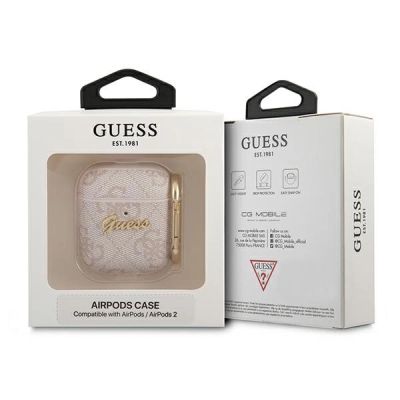 3. Guess 4G Script Metal Collection Case for AirPods 1 / 2 - Pink