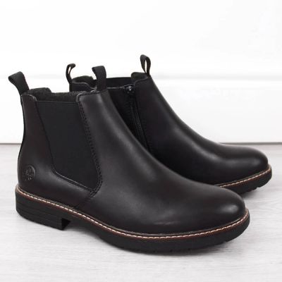 8. Rieker M RKR634 comfortable insulated leather ankle boots, black