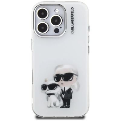 3. Karl Lagerfeld IML Aquarelle Karl & Choupette & Logo iPhone 16 Pro Case - White
