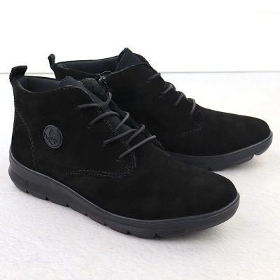 13. Women’s black suede leather ankle boots Rieker Z0022-00