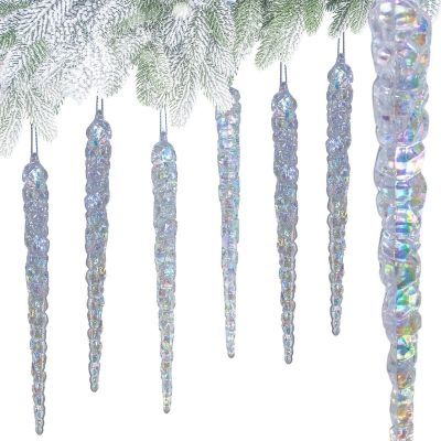 6. Iridescent Icicles Hanging Decoration 17.5 cm 6 PCS