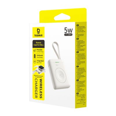 4. Baseus EnerFill FW11 5W Power Bank for Apple Watch with Built-in Cable - White