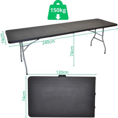 16. CATERING TABLE FOLDABLE INTO A SUITCASE 240x74x74CM 150KG BLACK
