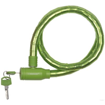 6. DUNLOP GREEN SPIRAL BIKE LOCK WITH KEY, HOSE, 18MMx80CM