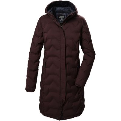Killtec KOW 9 women's quilted jacket with hood, waterproof long winter parka, burgundy (41806/447)