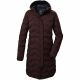 Killtec KOW 9 women's quilted jacket with hood, waterproof long winter parka, burgundy (41806/447)