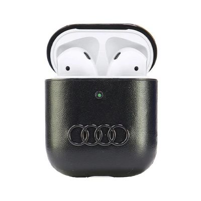 2. Audi Leather Big Logo Case for AirPods 1 / 2 - Black