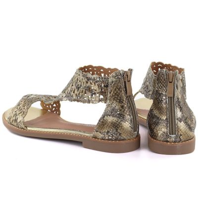 4. Women's openwork snakeskin gold sandals M.Daszyński MR24148-2