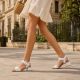 9. Women's leather sandals on a block heel white Remonte by Rieker D1K51-80