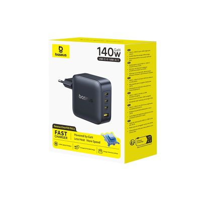7. Baseus EnerFill FH11 GaN 140W Wall Charger 3xUSB-C + 1xUSB-A - Black