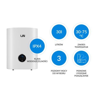 2. Electric boiler LIN LIFVD1SMWH 30L UNIVERSAL white