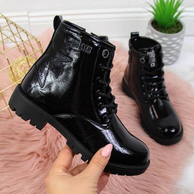 Girls' black combat boots Big Star Jr II374045