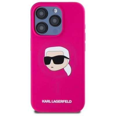 3. Karl Lagerfeld KLHMP15XSKHPPLF iPhone 15 Pro Max 6.7" fuchsia/fuschia hardcase Silicone Karl Head Print MagSafe
