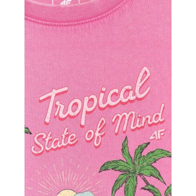 5. Girls' cotton T-shirt 4F 4FJRSS26TTSHF3981-54S