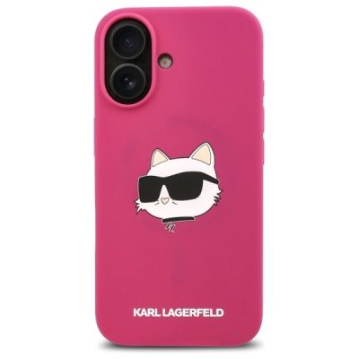 3. Karl Lagerfeld Silicone Choupette Head Print MagSafe iPhone 16 Case - Fuchsia