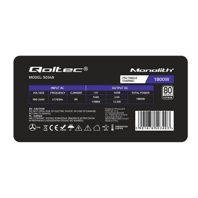 7. QOLTEC PCI-E 1800W POWER SUPPLY | 80 PLUS PLATINUM | GAMING MINER