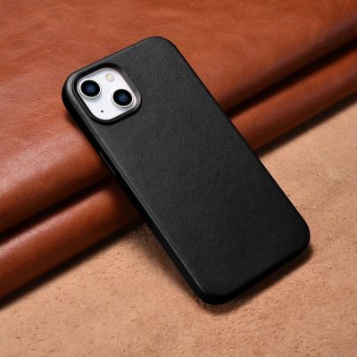 13. iCarer Case Leather cover for iPhone 14 Plus genuine leather case black (compatible with MagSafe)