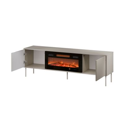 6. EF TV cabinet + black TRESSE fireplace 180x40x54.5 cashmere matt
