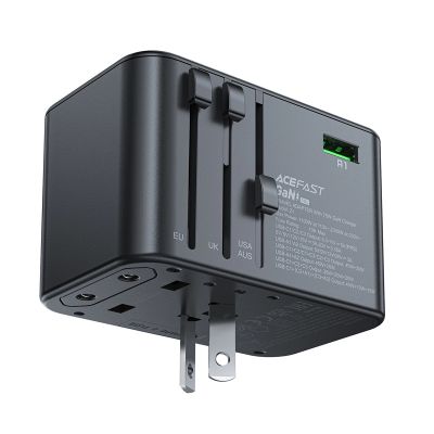 7. Acefast Z1 GaN 75W PD travel charger adapter 3x USB-C 2x USB-A - black