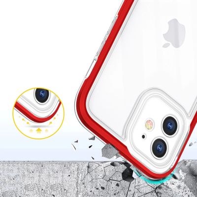 6. Clear 3in1 case for iPhone 12 frame gel cover red