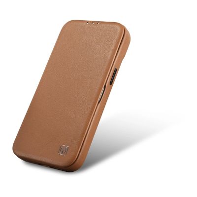 8. iCarer CE Premium Leather Folio Case iPhone 14 Pro Magnetic Flip Leather Folio Case MagSafe brown (WMI14220714-BN)