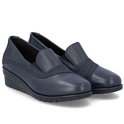 2. Women's leather wedge shoes, navy blue, Rieker L5356-14