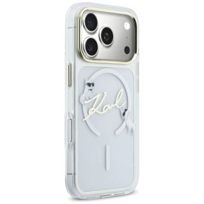 4. Karl Lagerfeld IML Choupettes Karl Script Logo MagSafe Case for iPhone 17 Pro - Clear
