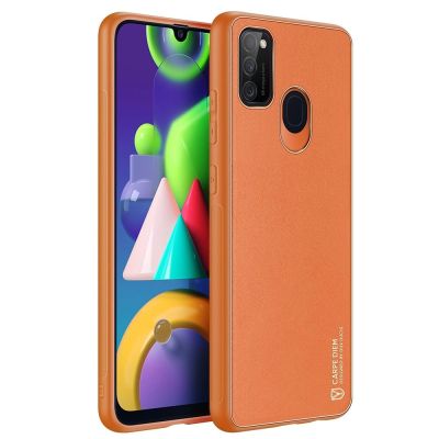 3. Dux Ducis Yolo elegant case made of soft TPU and PU leather for Samsung Galaxy M30s orange