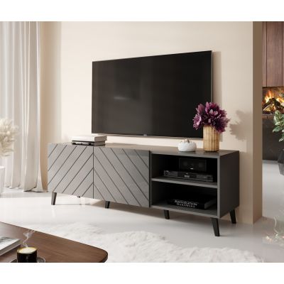 7. ABETO TV cabinet 150x42x52 graphite/glossy graphite