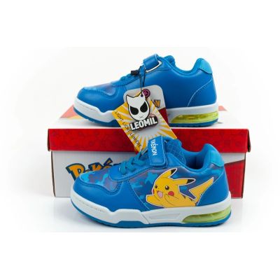 10. Leomil children's sports shoes Pokemon sneakers lightweight with velcro LED blue