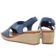 4. Sergio Leone SK297 Navy Blue Women's Leather Wedge Sandals
