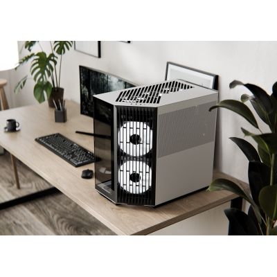 3. APNX V1 Case, Midi-Tower, ATX, Tempered Glass, Black and White