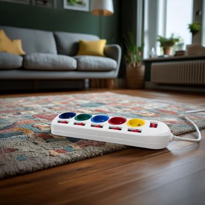 16. MACLEAN 5-OUTLET POWER STRIP WHITE WITH SWITCHES MCE204M/W