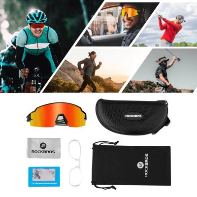 3. Rockbros Cycling Glasses Photochromic UV Protection with Corrective Insert Orange Lenses - Black