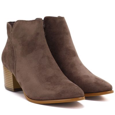 4. Women’s brown suede heeled ankle boots M.Daszyński MR2624-1