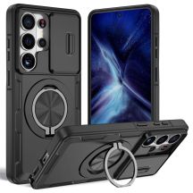 Samsung Galaxy S26 Ultra Case with Sliding Camera Cover and Swivel Stand Compatible with MagSafe - Black