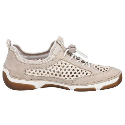 2. Women's comfortable openwork shoes, beige, Rieker 55960-60