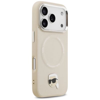 4. Karl Lagerfeld Karl Pin MagSafe Case for iPhone 17 Pro - Beige