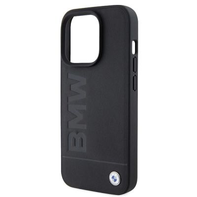 6. BMW MagSafe Leather Hot Stamp case for iPhone 15 Pro - black